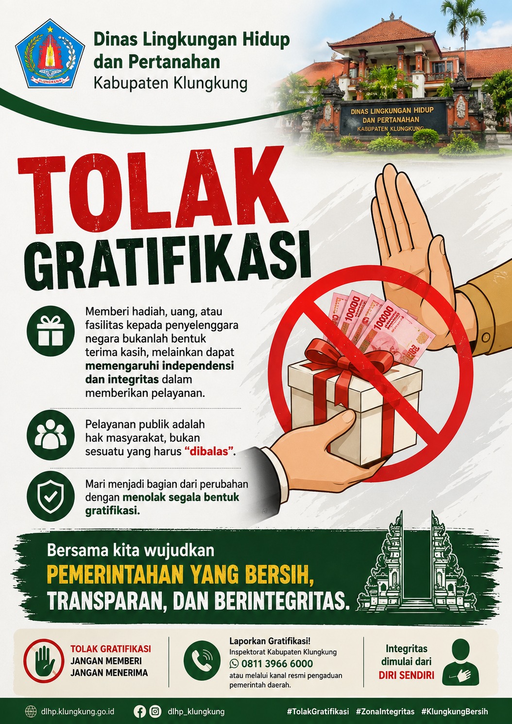 Dinas Lingkungan Hidup dan Pertanahan Kabupaten Klungkung Tegas Tolak Gratifikasi